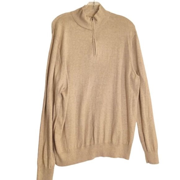 J. Crew Ragland 100% Cotton Oatmeal Quarter Zip Sweater M - Picture 1 of 6